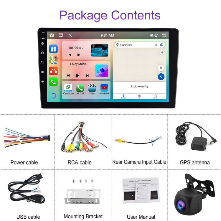 10.1 inch 6+128G Android Universal HD Large Screen Car Bluetooth Player Android GPS Navigation Integrated Machine(Standard+AHD Camera) - Car MP3 & MP4 & MP5 by PMC TechLife | Online Shopping South Africa | PMC TechLife | Buy Now Pay Later Mobicred