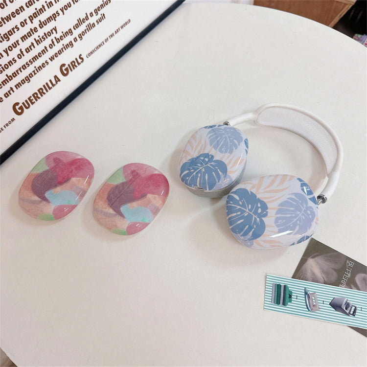 For AirPods Max 1Pair Tropical Leaf Pattern Headphone Silicone Case(Blue) - For AirPods Max by PMC Jewellery | Online Shopping South Africa | PMC Jewellery | Buy Now Pay Later Mobicred