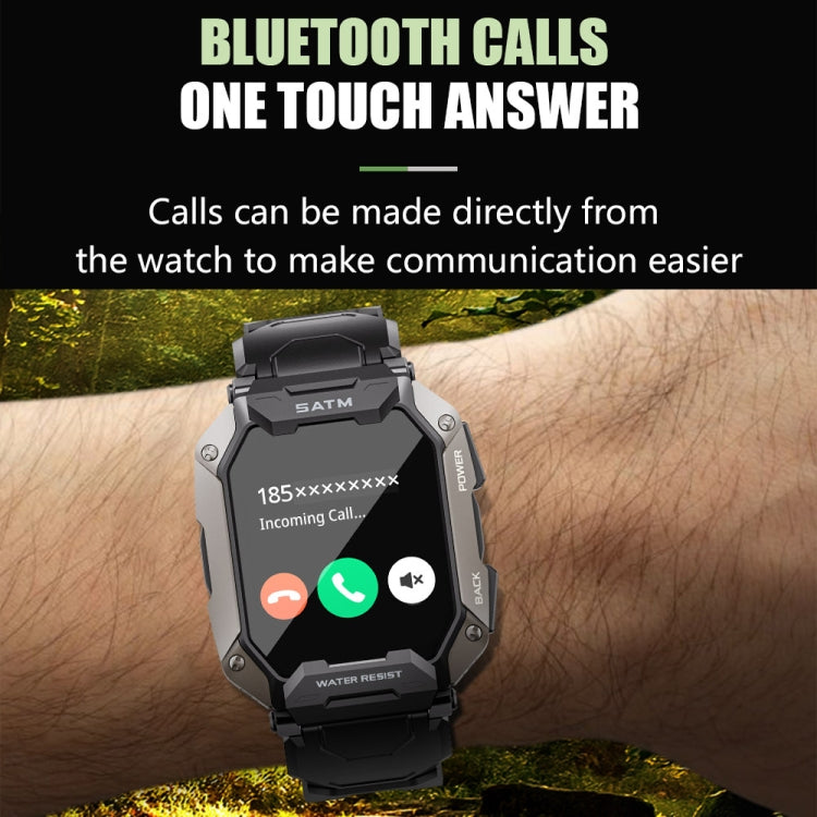 C20Plus 1.81-inch Health Monitoring Waterproof Bluetooth Call Smart Watch, Color: Black Leather - Smart Watches by PMC Jewellery | Online Shopping South Africa | PMC Jewellery | Buy Now Pay Later Mobicred