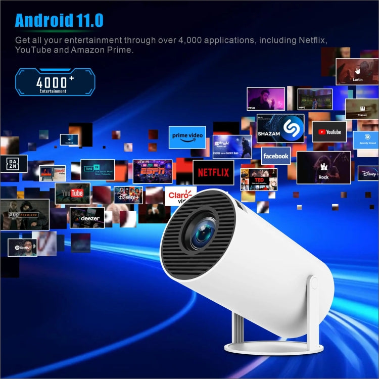 HY300 PRO Smart Projector Android 11.0 System 120 Lumen Portable Projector(US Plug) - Mini Projector by PMC TechLife | Online Shopping South Africa | PMC TechLife | Buy Now Pay Later Mobicred