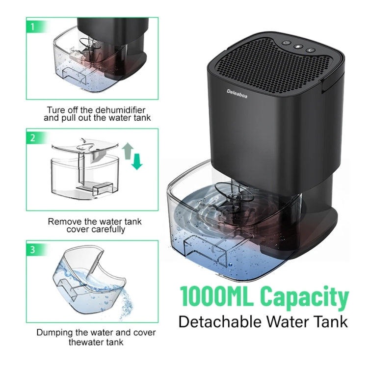 1L 36W Air Dehumidifier for Home Damp Drying Clothes with 7 colors Light US Plug(Black) - free shipping - PMC TechLife - Order now!