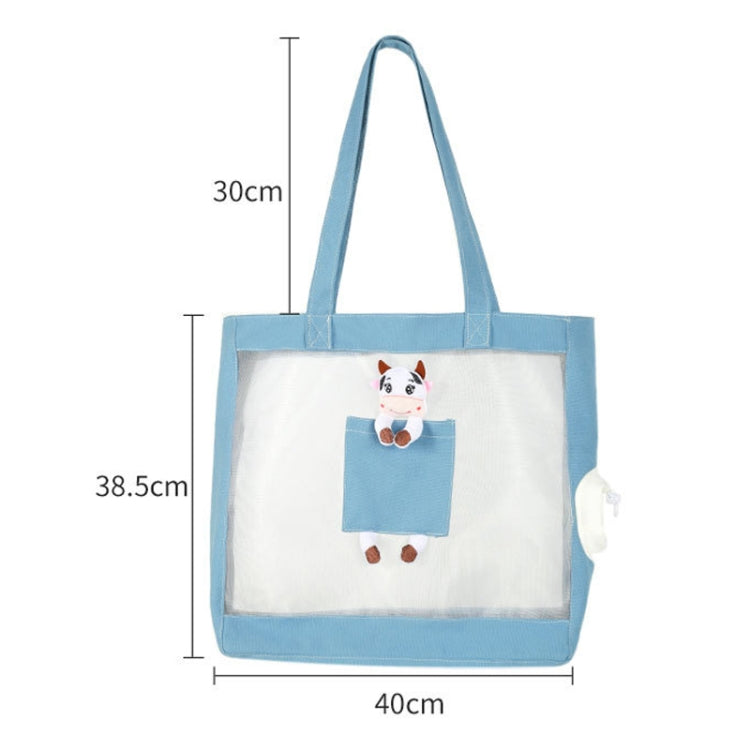 Handheld Large Capacity Breathable Exposed Canvas Cat Bag Outdoor Portable Pet Bag(Blue) - Pet Bags by PMC TechLife | Online Shopping South Africa | PMC TechLife | Buy Now Pay Later Mobicred