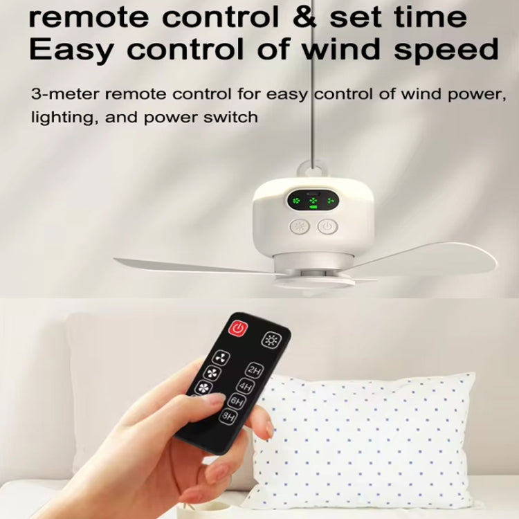 Mini Ceiling Fan Portable Camping Fan With Light &  Remote Built In 8000mAh Battery(White) - Electric Fans by PMC Jewellery | Online Shopping South Africa | PMC Jewellery | Buy Now Pay Later Mobicred