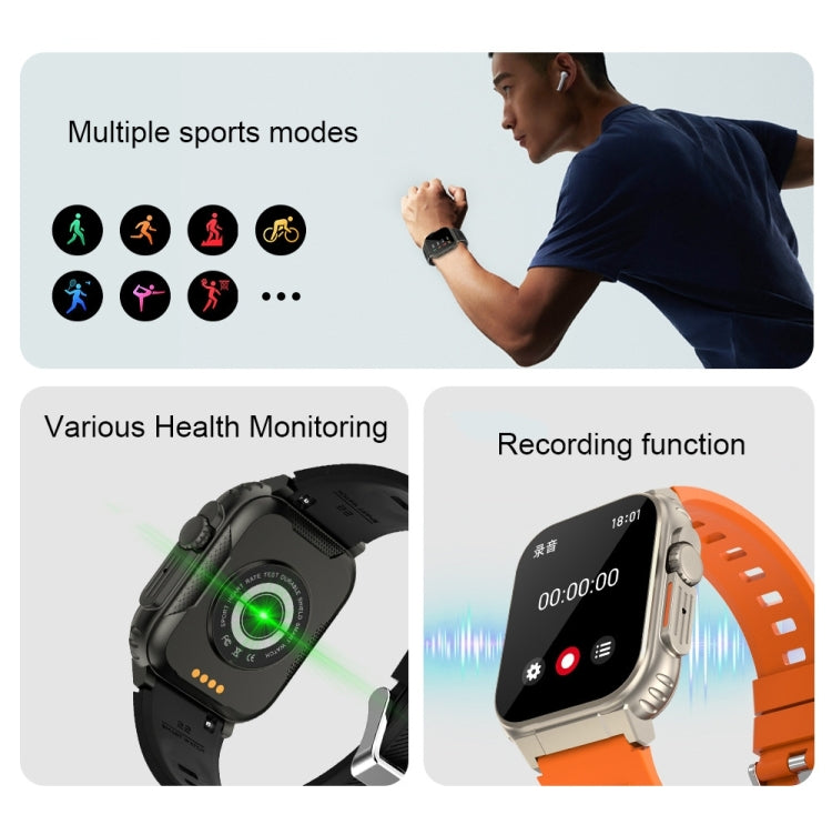 A70 1.96 Inch Health Monitoring Multifunctional IP68 Waterproof Bluetooth Call Smart Watch(Silver Steel) - Smart Watches by PMC Jewellery | Online Shopping South Africa | PMC Jewellery | Buy Now Pay Later Mobicred