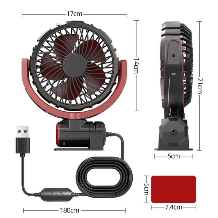 Car Foldable Steering USB Single-Head Fan(Black Red) - Heating & Fans by PMC Jewellery | Online Shopping South Africa | PMC Jewellery | Buy Now Pay Later Mobicred