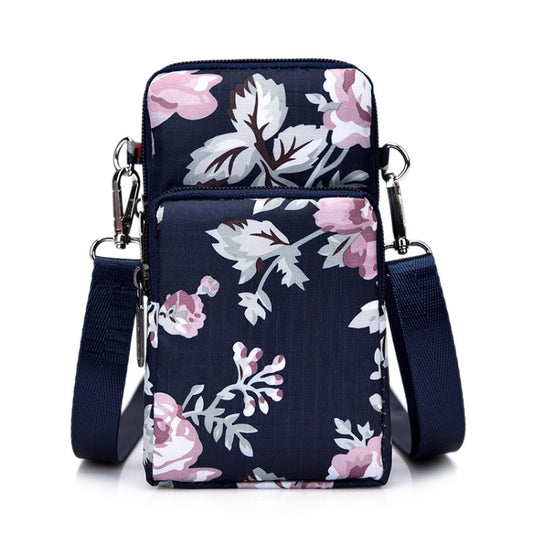 Printed Crossbody Mobile Phone Bag Mini Wallet With Arm Band, Style: Deep Blue Rose - Single-shoulder Bags by PMC Jewellery | Online Shopping South Africa | PMC Jewellery | Buy Now Pay Later Mobicred