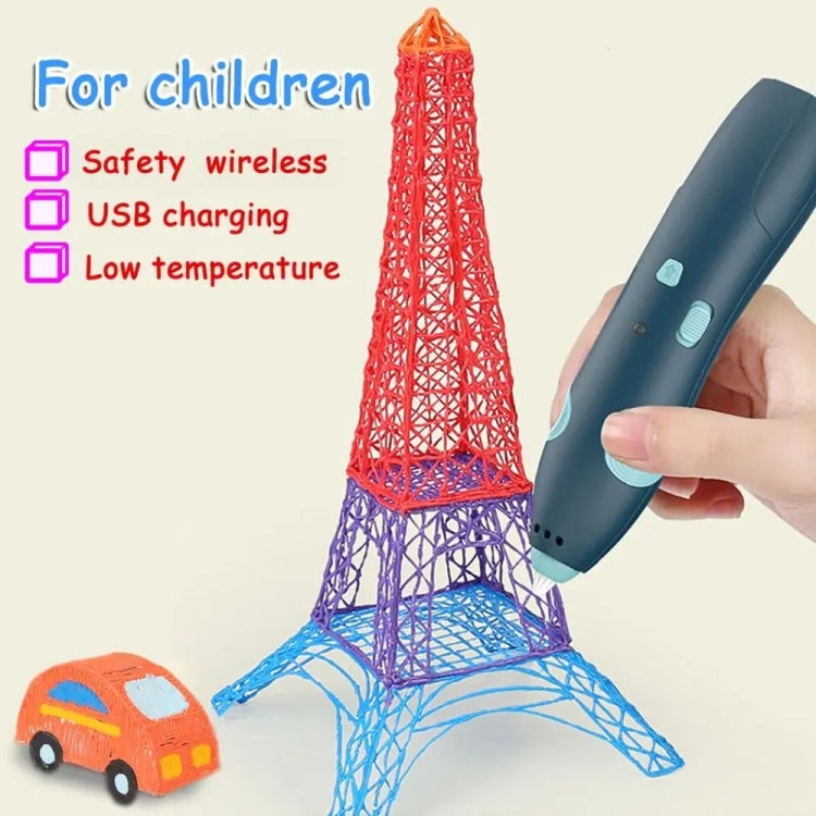 USB Charging Low-Temperature Wireless Graffiti Printing Pen Set Children DIY 3D Painting Pen(Light Blue) - 3D Printer by PMC Jewellery | Online Shopping South Africa | PMC Jewellery | Buy Now Pay Later Mobicred