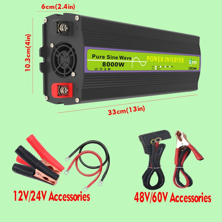 Gurxun 12V-220V 8000W Pure Sine Wave Inverter Car Single Digital Display Voltage Converter - Pure Sine Wave by Gurxun | Online Shopping South Africa | PMC Jewellery | Buy Now Pay Later Mobicred