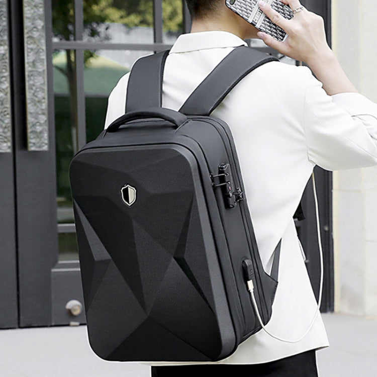 17 inch Password Lock Large Capacity Water-resistant Laptop Backpack with USB Port(Dark Gray) - free shipping - PMC Jewellery - Order now!