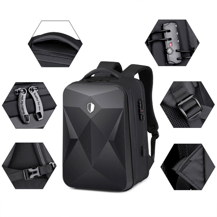 17 inch Password Lock Large Capacity Water-resistant Laptop Backpack with USB Port(Dark Gray) - free shipping - PMC Jewellery - Order now!