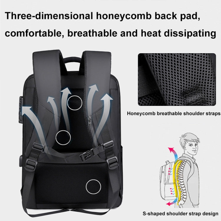 17 inch Password Lock Large Capacity Water-resistant Laptop Backpack with USB Port(Dark Gray) - free shipping - PMC Jewellery - Order now!