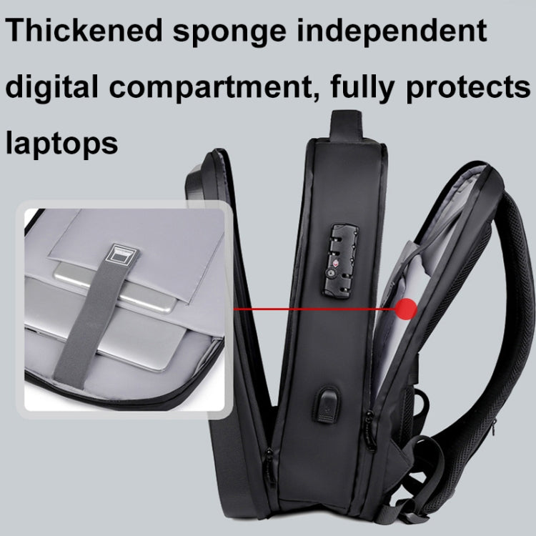 17 inch Password Lock Large Capacity Water-resistant Laptop Backpack with USB Port(Dark Gray) - free shipping - PMC Jewellery - Order now!