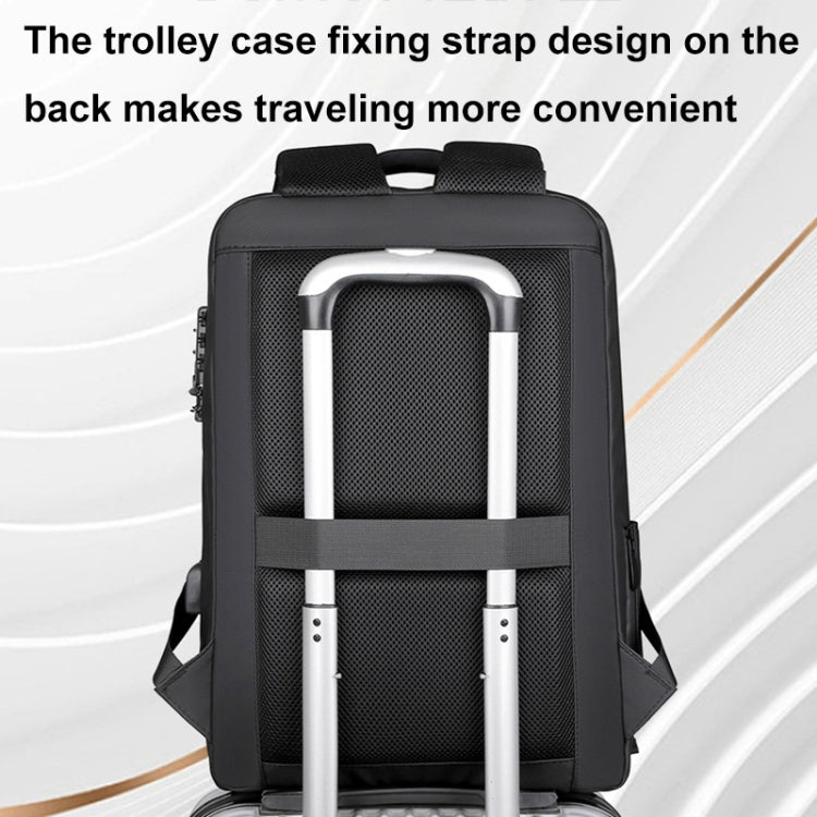 17 inch Password Lock Large Capacity Water-resistant Laptop Backpack with USB Port(Dark Gray) - free shipping - PMC Jewellery - Order now!
