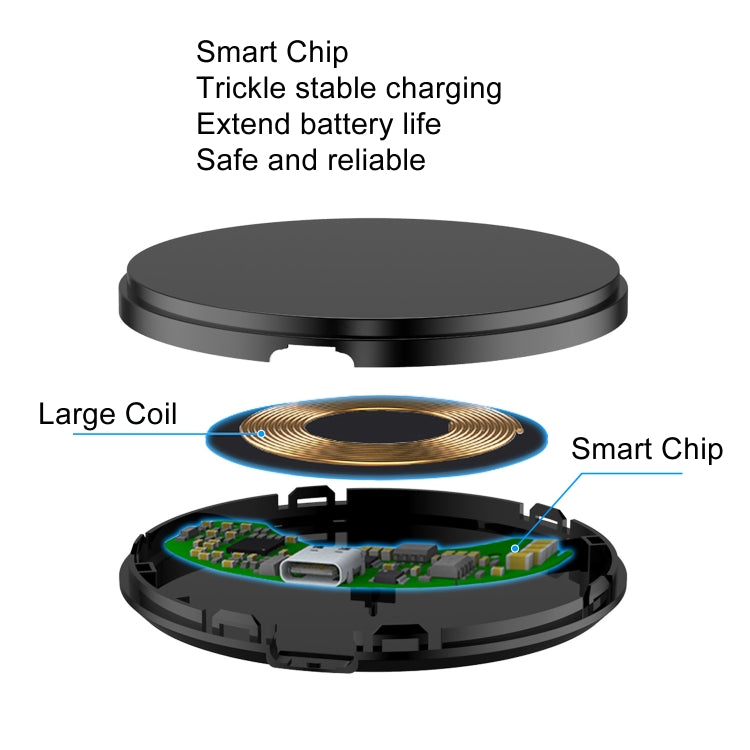 DSW-36B Mobile Phone Wireless Charger Mini 15W Fast Charging Type-C Round QI - free shipping - PMC Jewellery - Order now!