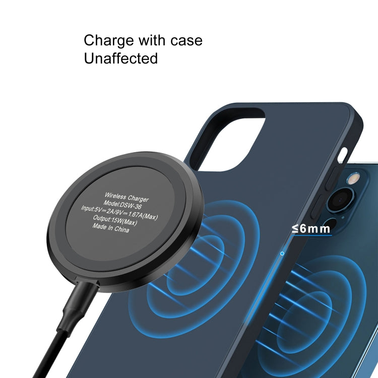 DSW-36B Mobile Phone Wireless Charger Mini 15W Fast Charging Type-C Round QI - free shipping - PMC Jewellery - Order now!