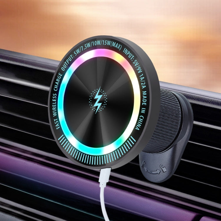 Magsafe 15W Magnetic Colorful Light Wireless Charging Mobile Phone Holder, Color: A9 Air Outlet Dark Gray - Wireless Charger Holders by PMC Jewellery | Online Shopping South Africa | PMC Jewellery | Buy Now Pay Later Mobicred