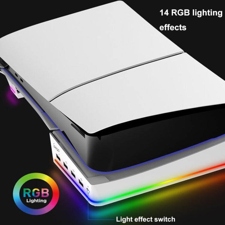 For Sony PS5 Slim IPEGA PG-P5S021 RGB Light Host Horizontal Stand With 4 USB HUBs, Color: White - Holder by IPEGA | Online Shopping South Africa | PMC Jewellery | Buy Now Pay Later Mobicred