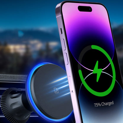 Car Magnetic Wireless Charging Cell Phone Holder With Ambient Light, Style: Blue Light - Wireless Charger Holders by PMC Jewellery | Online Shopping South Africa | PMC Jewellery | Buy Now Pay Later Mobicred