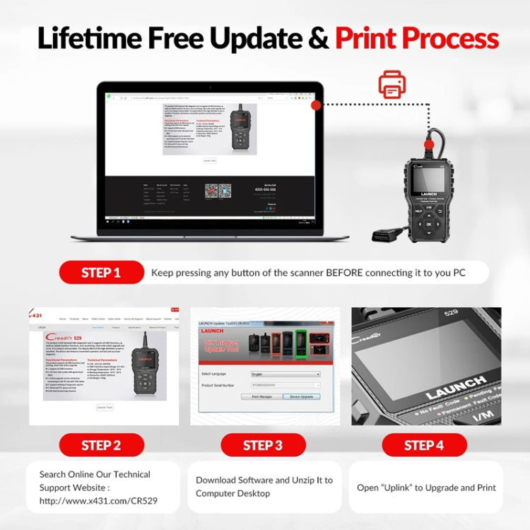 Launch Creader CR529 OBD2 Car Engine Fault Tester Code Scanner(Black) - Code Readers & Scan Tools by Launch | Online Shopping South Africa | PMC TechLife | Buy Now Pay Later Mobicred