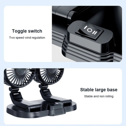 5V USB Port Car Dual-head Fan Circulation Fan(Black) - Heating & Fans by PMC Jewellery | Online Shopping South Africa | PMC Jewellery | Buy Now Pay Later Mobicred