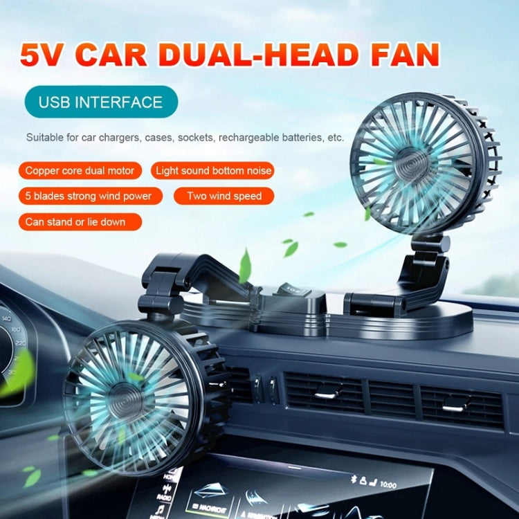 5V USB Port Car Dual-head Fan Circulation Fan(Black) - Heating & Fans by PMC TechLife | Online Shopping South Africa | PMC TechLife | Buy Now Pay Later Mobicred