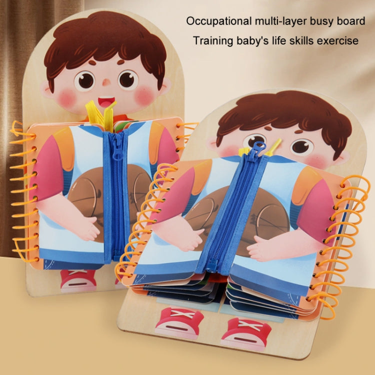 Children Wooden Multi-layer Practice Dressing Board Montessori Early Learning Educational Toy(Boy Model) - Early Education Toys by PMC Jewellery | Online Shopping South Africa | PMC Jewellery | Buy Now Pay Later Mobicred