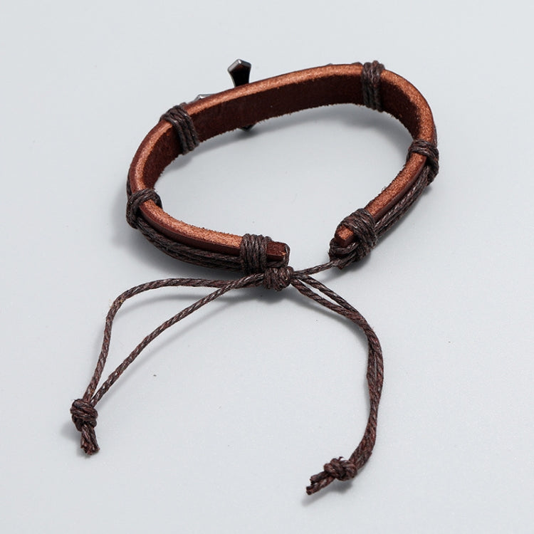 Personalized Hand-Woven Leather Bracelet Simple Pull-Out Adjustable Vintage Wristbands(Brown) - Bracelets by PMC Jewellery | Online Shopping South Africa | PMC Jewellery | Buy Now Pay Later Mobicred