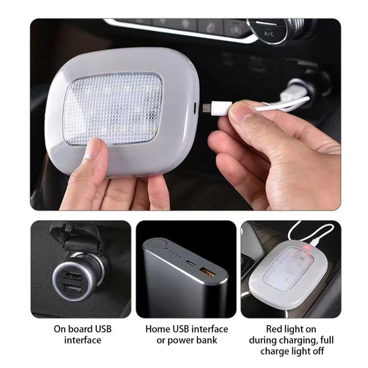 Car USB Charging Strong Magnetic Roof Reading LED Light(Grey) - Dome Lights by PMC Jewellery | Online Shopping South Africa | PMC Jewellery | Buy Now Pay Later Mobicred