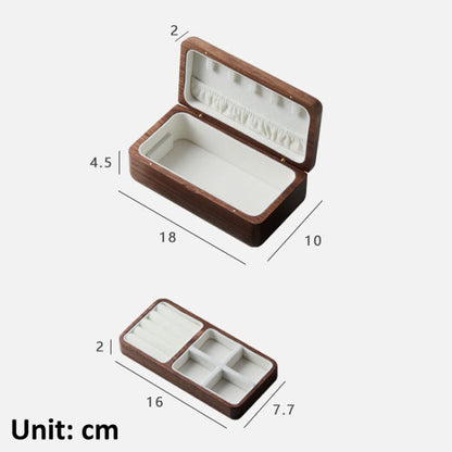 Black Walnut Jewelry Storage Box Double Layer Necklace Earrings Portable Organizer - Jewelry Storages by PMC Jewellery | Online Shopping South Africa | PMC Jewellery | Buy Now Pay Later Mobicred