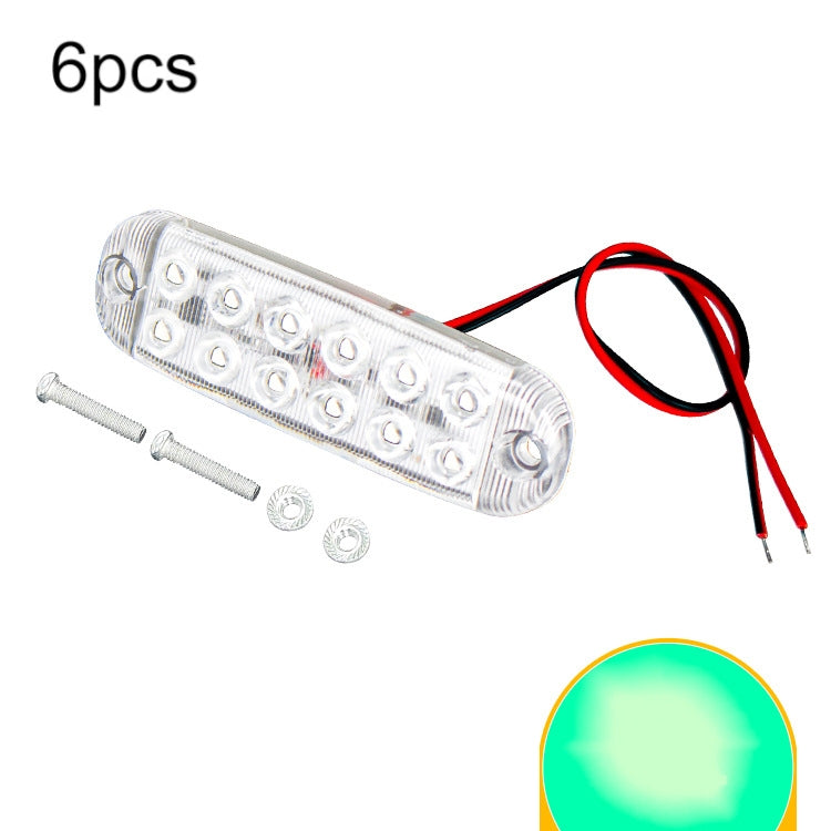 6pcs 12-Bead LED Flashing Warning Lights Motorcycle RV Signal Lights(Green Light) - Clearance Lights by PMC TechLife | Online Shopping South Africa | PMC TechLife | Buy Now Pay Later Mobicred