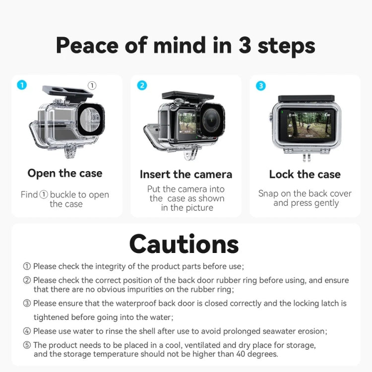 For DJI Osmo Action 3 / 4 TELESIN OA-WTP-003 45m Waterproof Shell Sealed Diving Case - Case & Bags by TELESIN | Online Shopping South Africa | PMC TechLife | Buy Now Pay Later Mobicred