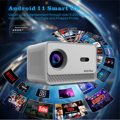 M10 Plus 1280x720P Projector 2.4G / 5G WIFI Bluetooth 5.2 Android 11 System Home Cinema EU Plug - Mini Projector by PMC Jewellery | Online Shopping South Africa | PMC Jewellery | Buy Now Pay Later Mobicred