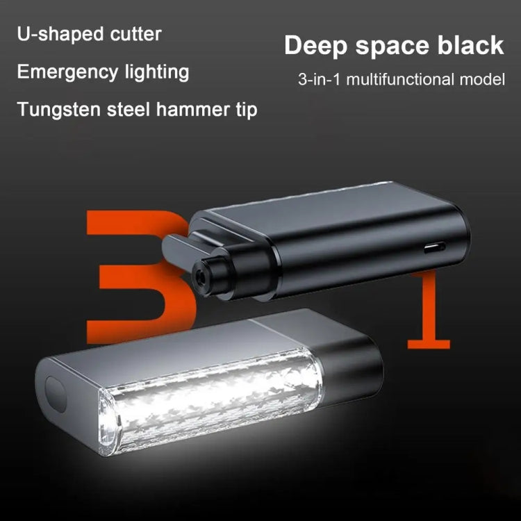 3 In 1 Car Safety Hammer Flashlight Emergency Light With Alarm(Black) - Emergency Hammer by PMC TechLife | Online Shopping South Africa | PMC TechLife | Buy Now Pay Later Mobicred