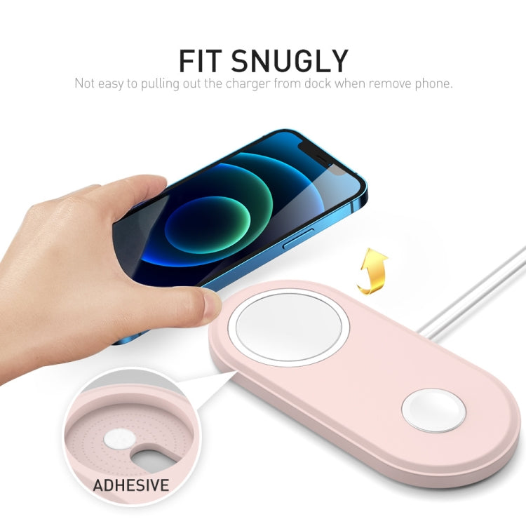 For Apple Watch / iPhone AhaStyle PT135 2 In 1 Silicone Wireless Charging Base(Grey) - Charger / Holder by AhaStyle | Online Shopping South Africa | PMC Jewellery | Buy Now Pay Later Mobicred