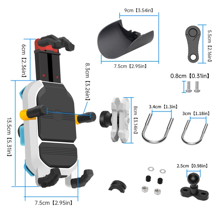 Colorful Motorcycle Shock-absorbing Navigation Mobile Phone Holder(Handlebar Model) - Holder by PMC TechLife | Online Shopping South Africa | PMC TechLife | Buy Now Pay Later Mobicred