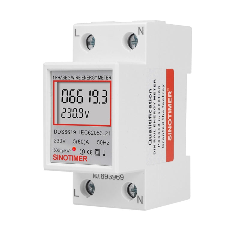SINOTIMER  DDS6619 80A 230V Din Rail Single Phase Energy Meter Voltage Current Power Meter Without Backlight - free shipping - PMC TechLife - Order now!