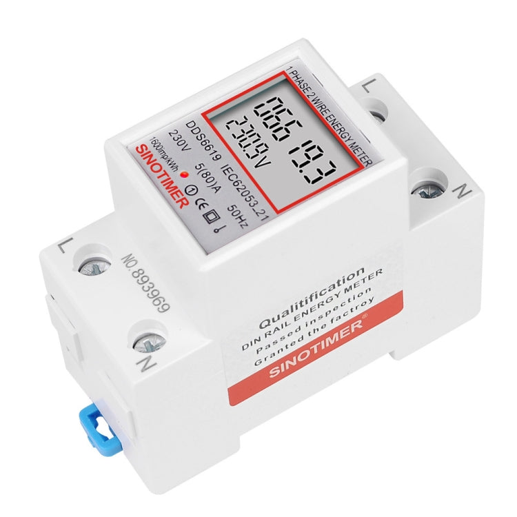 SINOTIMER  DDS6619 80A 230V Din Rail Single Phase Energy Meter Voltage Current Power Meter Without Backlight - free shipping - PMC TechLife - Order now!