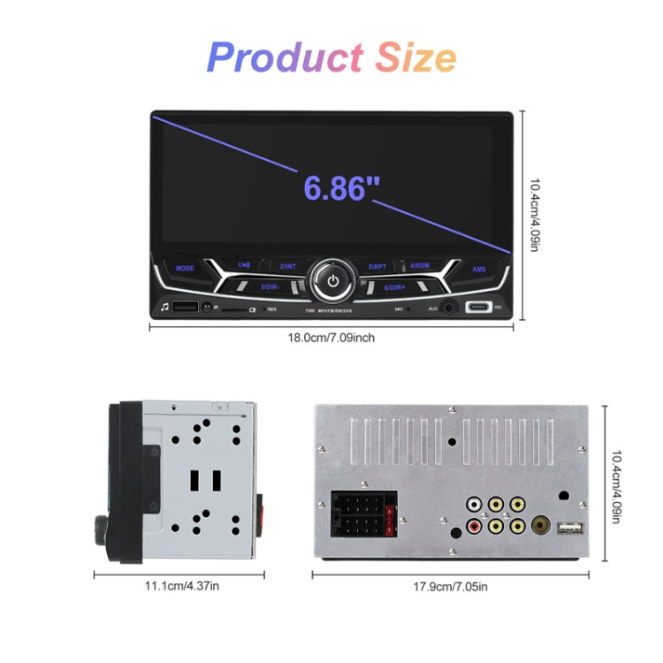 6.86inch Dual Butt Button Knob Player MP5 With Backup Camera Function / Bluetooth / CarPlay(Standard) - Car MP3 & MP4 & MP5 by PMC TechLife | Online Shopping South Africa | PMC TechLife | Buy Now Pay Later Mobicred