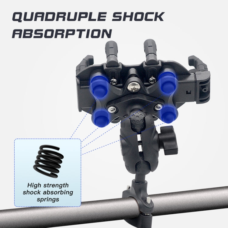 Outdoor Motorcycle Aluminum Alloy Shock-absorbing Mobile Phone Holder(Handlebar Model) - Holder by PMC TechLife | Online Shopping South Africa | PMC TechLife | Buy Now Pay Later Mobicred