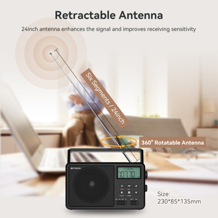 Retekess TR638 LCD Digital Display Full-Band Bluetooth FM Radio Support External Antenna(US Plug) - Radio Player by Retekess | Online Shopping South Africa | PMC Jewellery | Buy Now Pay Later Mobicred