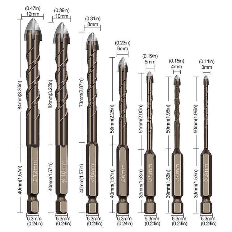 5mm Hexagonal Shank Spiral Flute Cross Alloy Drill Bits Glass Tile Four Edge Drivers - Drill & Drill Bits by PMC TechLife | Online Shopping South Africa | PMC TechLife | Buy Now Pay Later Mobicred