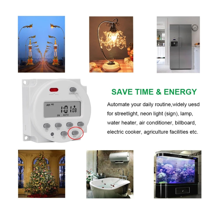 SINOTIMER CN101S-110V 1 Second Interval Digital LCD Timer Switch 7 Days Weekly Programmable Time Relay - Switch by SINOTIMER | Online Shopping South Africa | PMC TechLife | Buy Now Pay Later Mobicred