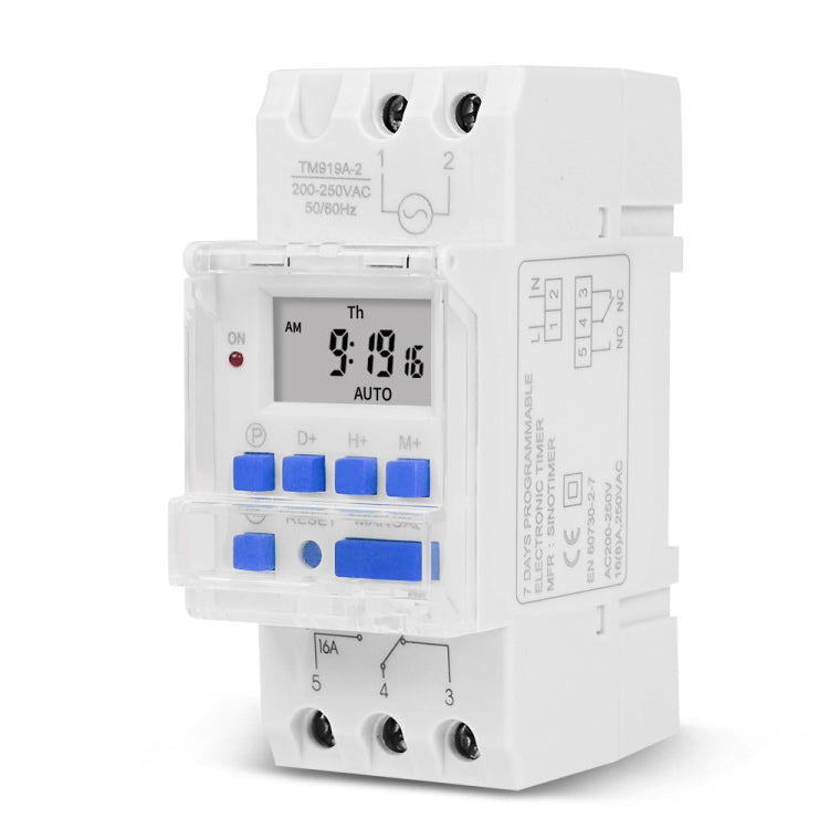 SINOTIMER TM919A-4 12V 16A Din Rail Mount Digital Timer Switch Microcomputer Weekly Programmable Time Relay Control - Switch by SINOTIMER | Online Shopping South Africa | PMC Jewellery | Buy Now Pay Later Mobicred