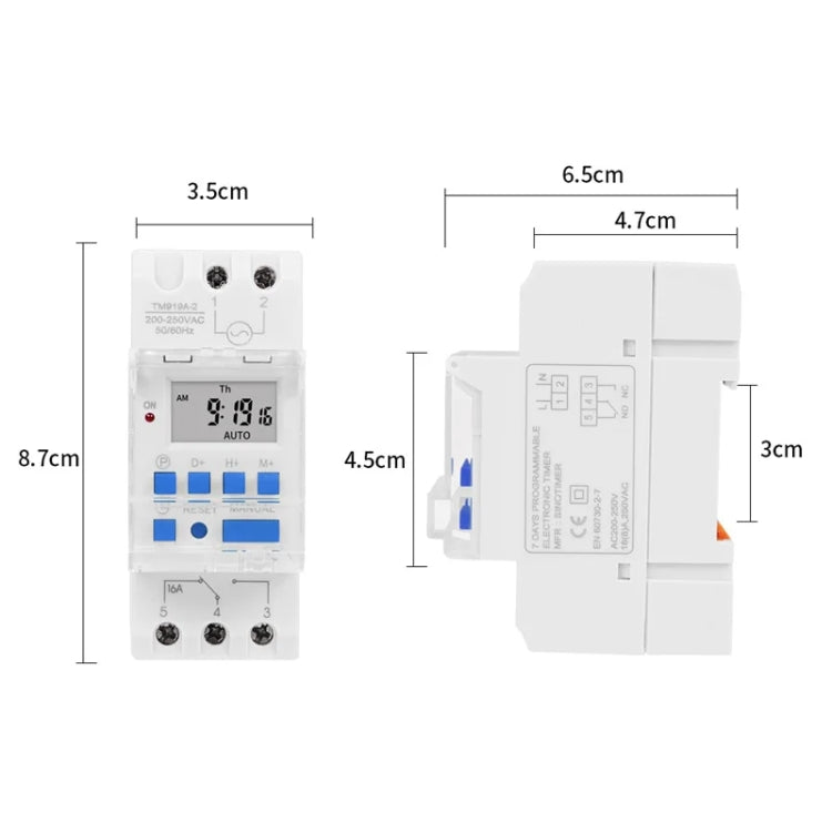 SINOTIMER TM919A-110V 16A Din Rail Mount Digital Timer Switch Microcomputer Weekly Programmable Time Relay Control - Switch by SINOTIMER | Online Shopping South Africa | PMC Jewellery | Buy Now Pay Later Mobicred