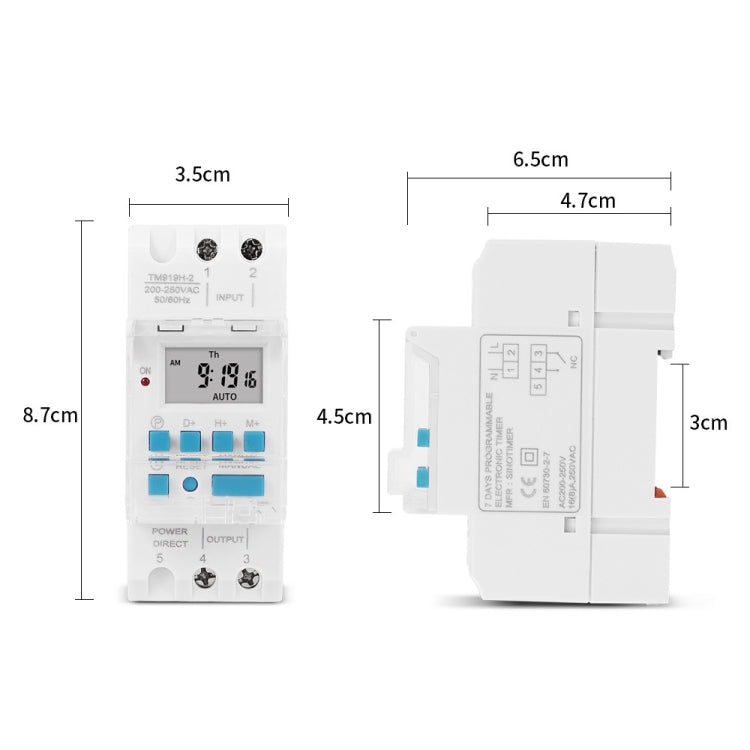 SINOTIMER TM919H-2 220V 16A DIN Rail 4 Pins Voltage Output Digital Switch Timer Automatic Cycle Timing Controller - Switch by SINOTIMER | Online Shopping South Africa | PMC TechLife | Buy Now Pay Later Mobicred