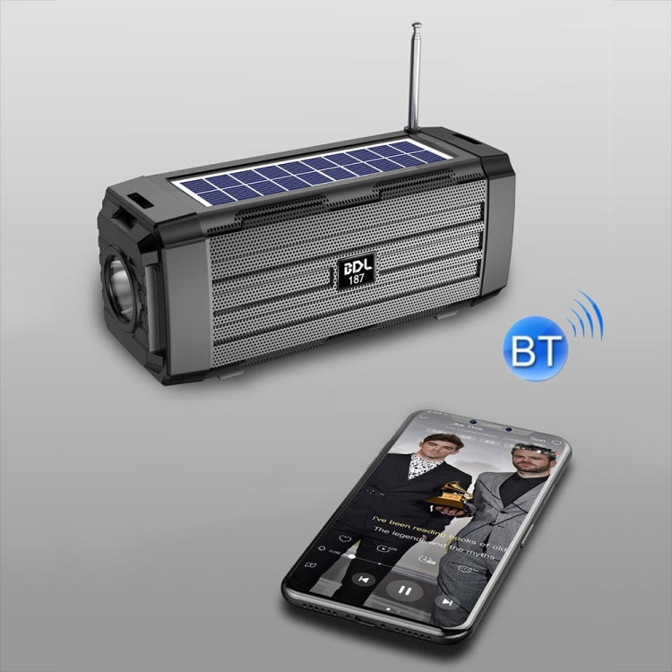 BDL-187 LED Light Solar Wireless Bluetooth Speaker Portable Outdoor Camping FM Radio(Black) - Radio Player by PMC TechLife | Online Shopping South Africa | PMC TechLife | Buy Now Pay Later Mobicred