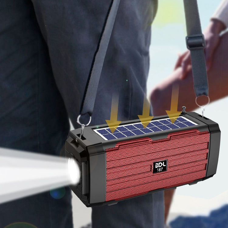 BDL-187 LED Light Solar Wireless Bluetooth Speaker Portable Outdoor Camping FM Radio(Blue) - Radio Player by PMC TechLife | Online Shopping South Africa | PMC TechLife | Buy Now Pay Later Mobicred