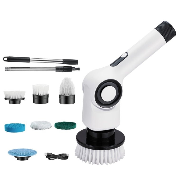 7 In 1 Electric Spin Scrubber Rechargeable Waterproof Floor Clean Bush with 23.6 Inch Adjustable Handle(White) - Sponges, Cloths & Brushes by PMC Jewellery | Online Shopping South Africa | PMC Jewellery | Buy Now Pay Later Mobicred