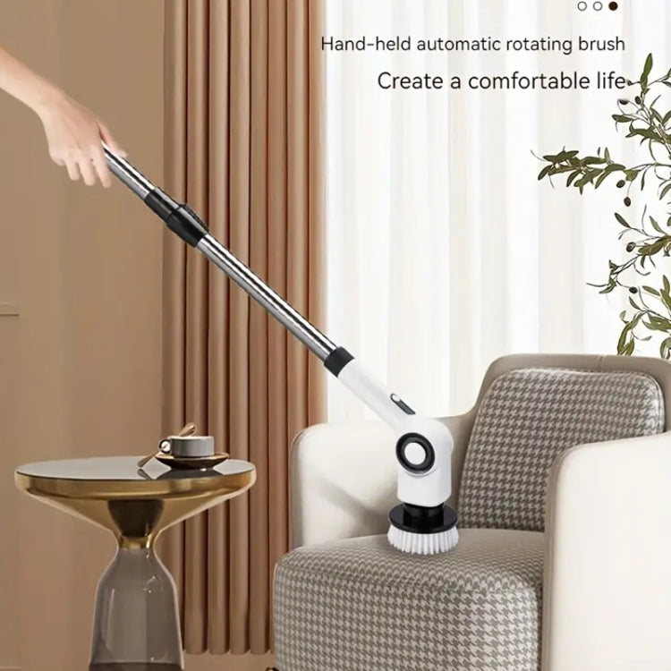 7 In 1 Electric Spin Scrubber Rechargeable Waterproof Floor Clean Bush with 23.6 Inch Adjustable Handle(White) - Sponges, Cloths & Brushes by PMC Jewellery | Online Shopping South Africa | PMC Jewellery | Buy Now Pay Later Mobicred