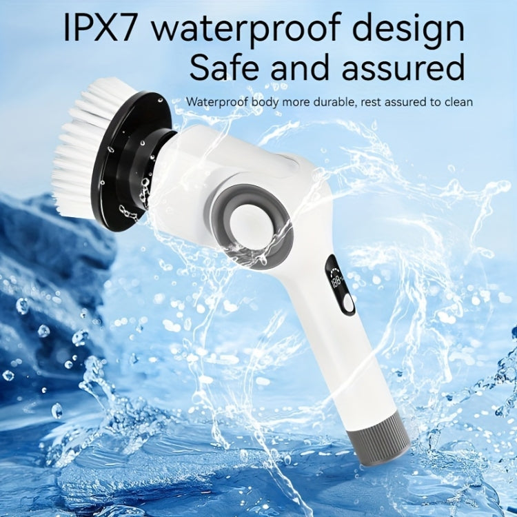 7 In 1 Electric Spin Scrubber Rechargeable Waterproof Floor Clean Bush with 23.6 Inch Adjustable Handle(White) - Sponges, Cloths & Brushes by PMC TechLife | Online Shopping South Africa | PMC TechLife | Buy Now Pay Later Mobicred